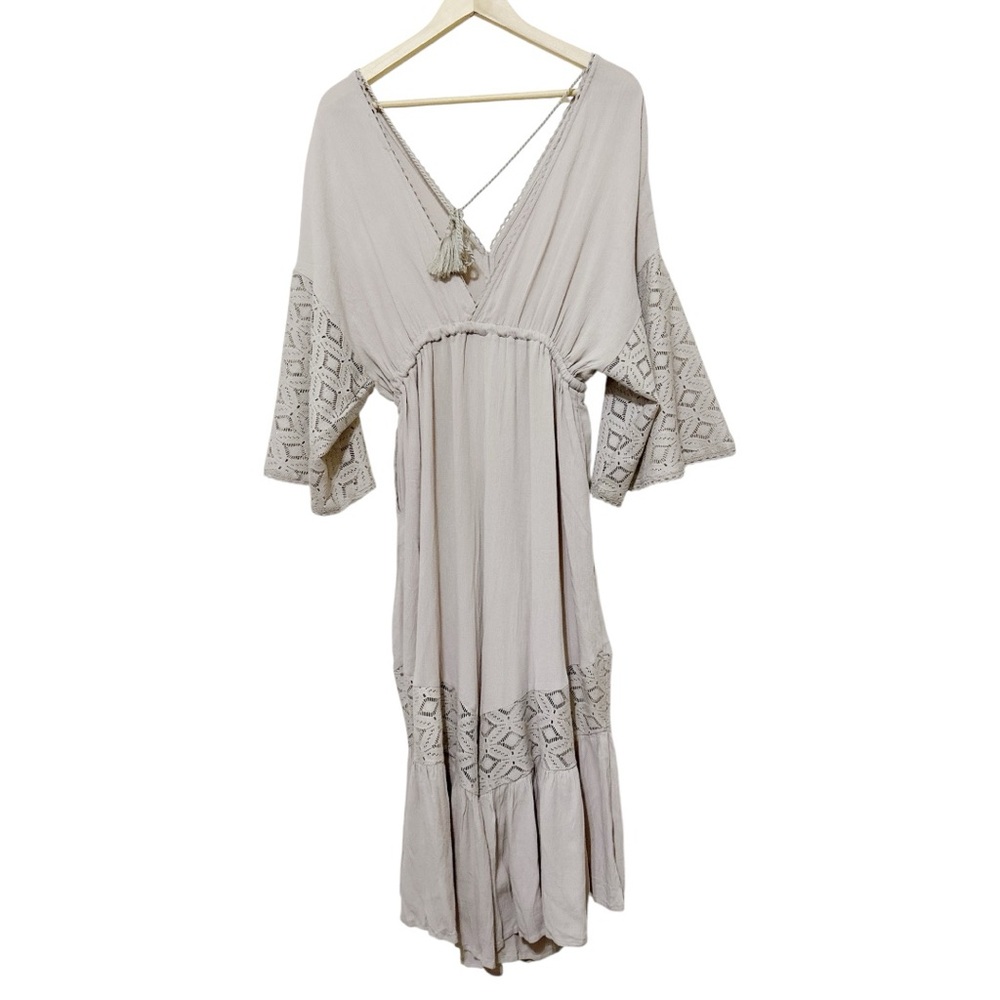Boho Beige Embroidered Tie-Waist Jumpsuit & Romper - Picture 4 of 6
